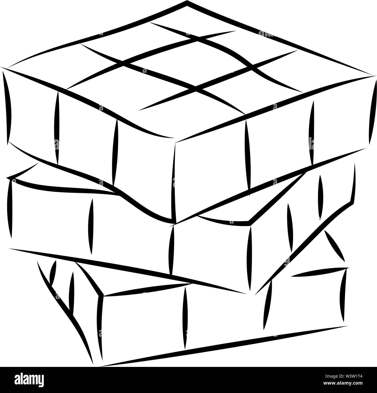 Cube Rubik, dessin vectoriel, illustration sur fond blanc Illustration de Vecteur