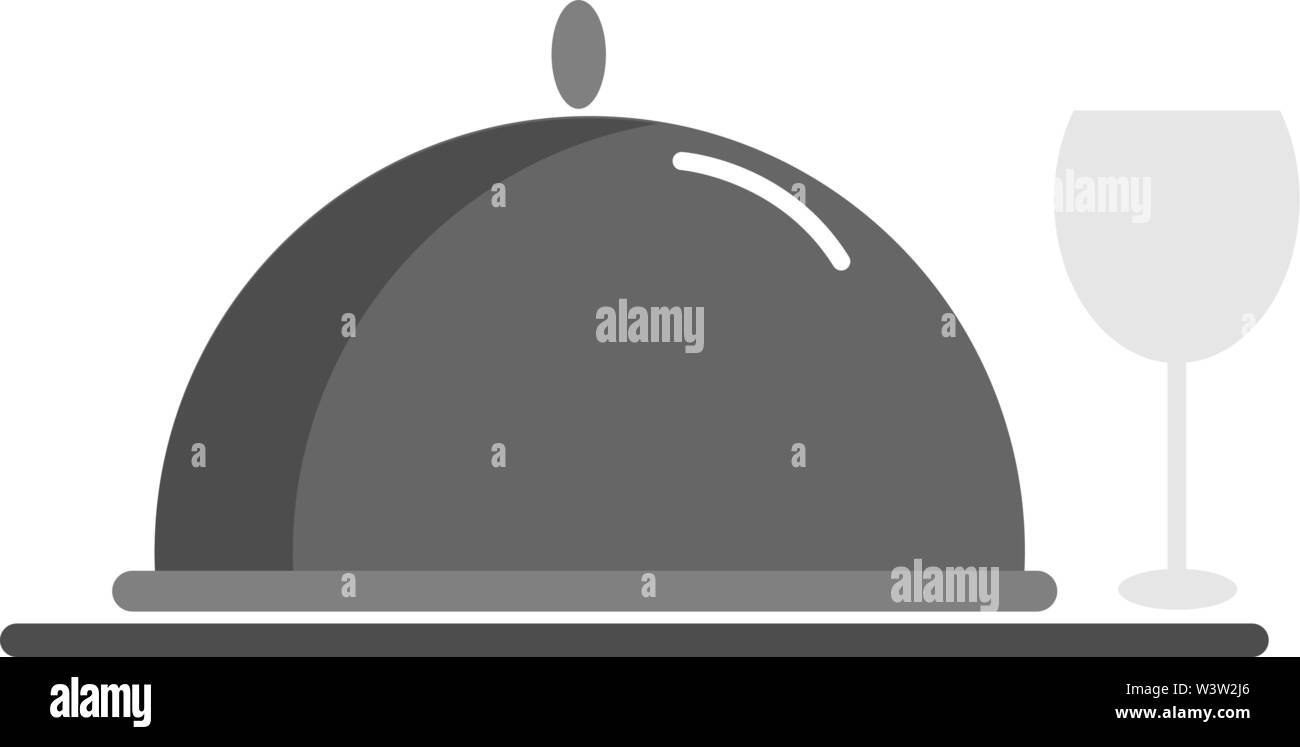 Silver tray with glass, illustration, vecteur sur fond blanc Illustration de Vecteur