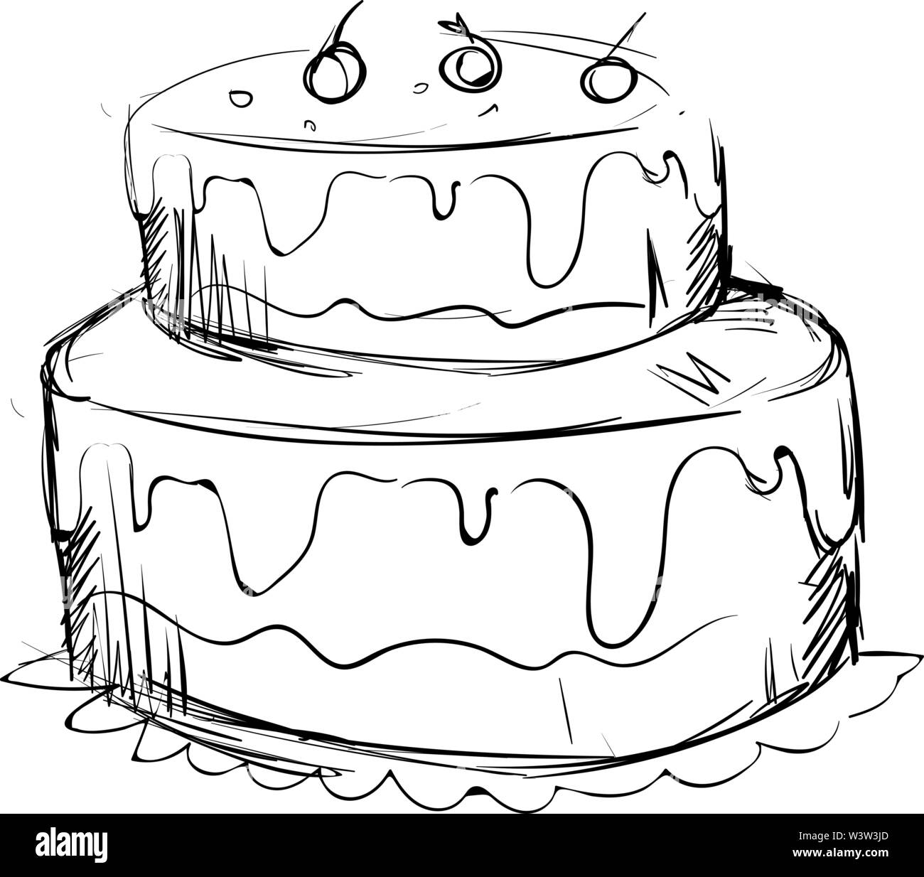 Dessin D Un Gateau D Anniversaire Illustration Vecteur Sur Fond Blanc Image Vectorielle Stock Alamy
