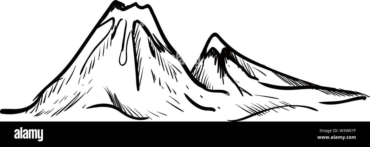 Dessin de montagne, illustration, vecteur sur fond blanc. Illustration de Vecteur