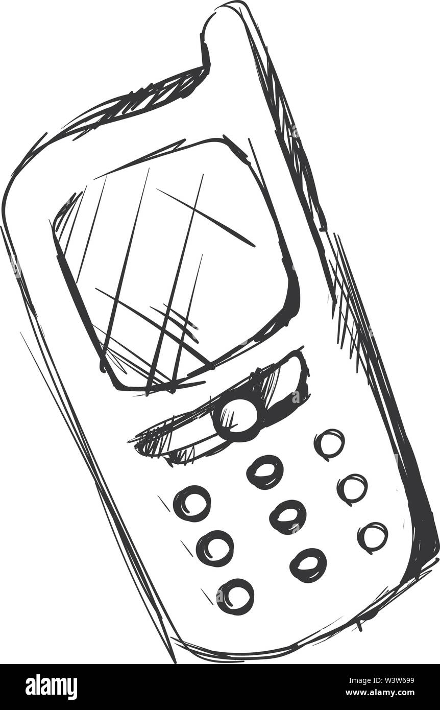 Téléphone mobile dessin, illustration, vecteur sur fond blanc. Illustration de Vecteur
