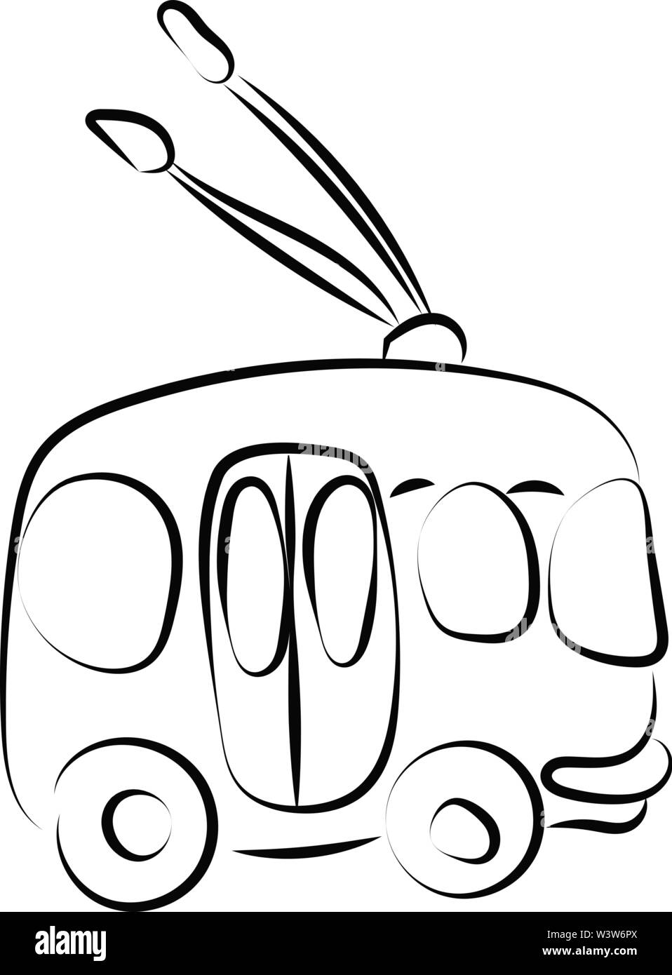 Trolleybus, dessin, illustration, vecteur sur fond blanc. Illustration de Vecteur