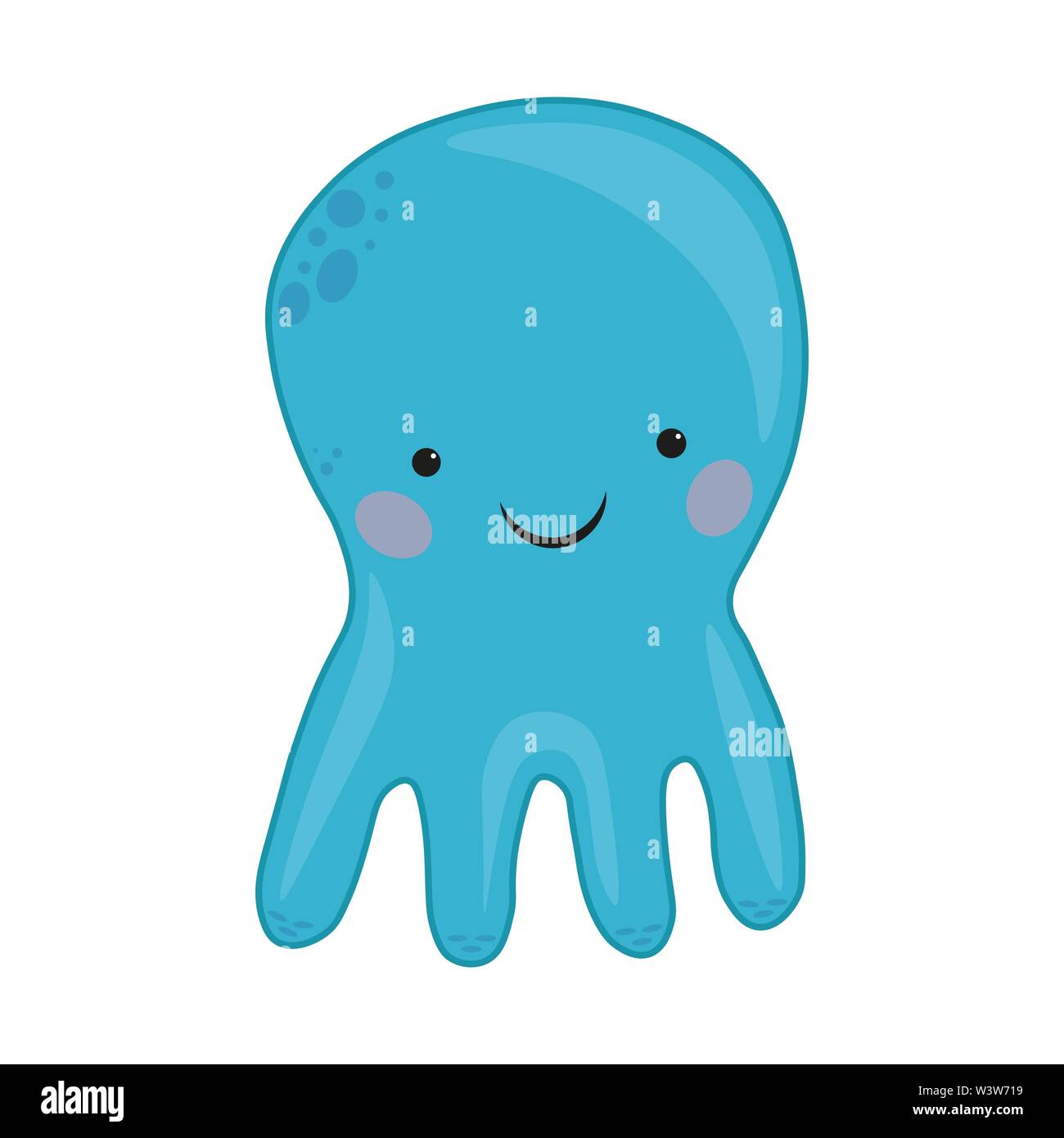 Habitant de marine. Cartoon vector Illustration poulpe. bleu mignon octopus illustration pour enfants et bébés. Créature marine. Illustration de Vecteur