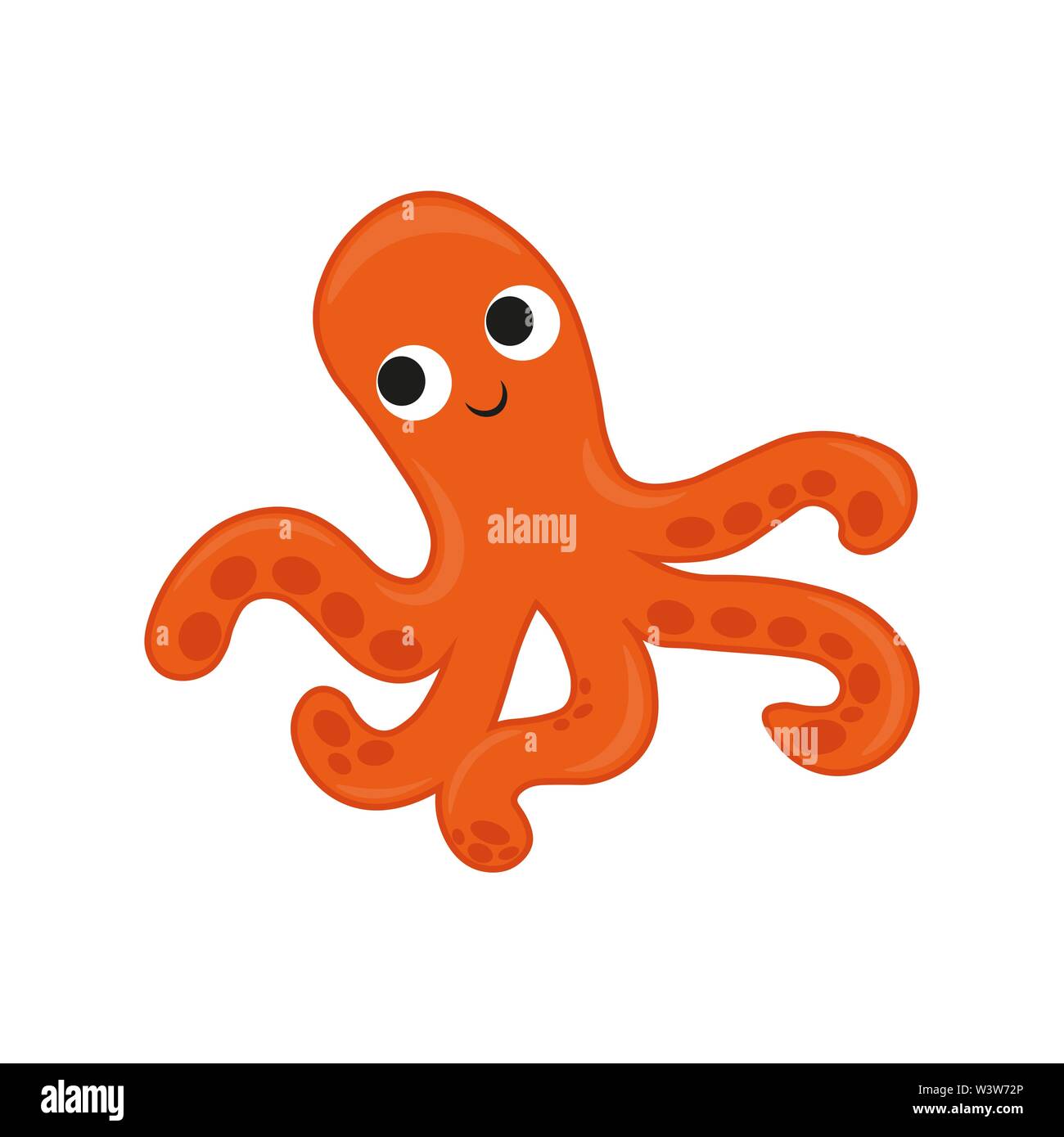 Habitant de marine. Cartoon vector Illustration poulpe. orenge octopus mignon l'illustration pour enfants et bébés. Créature marine. Illustration de Vecteur