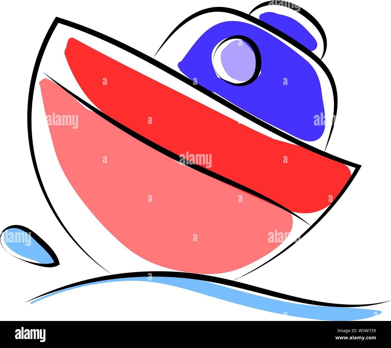 Petit bateau sur la mer, l'illustration, vecteur sur fond blanc. Illustration de Vecteur