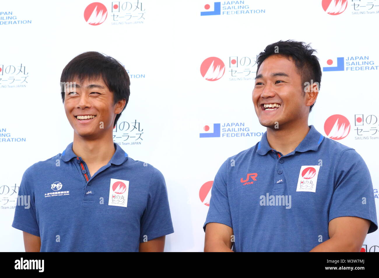 Port de plaisance d'Enoshima, Kanagawa, Japon. 17 juillet, 2019. Keiju Okada & Jumpei Hokazono (JPN), le 17 juillet 2019 - Japon : à l'entraînement de l'équipe nationale Session au port de plaisance d'Enoshima, Kanagawa, Japon. Credit : Naoki Nishimura/AFLO SPORT/Alamy Live News Banque D'Images