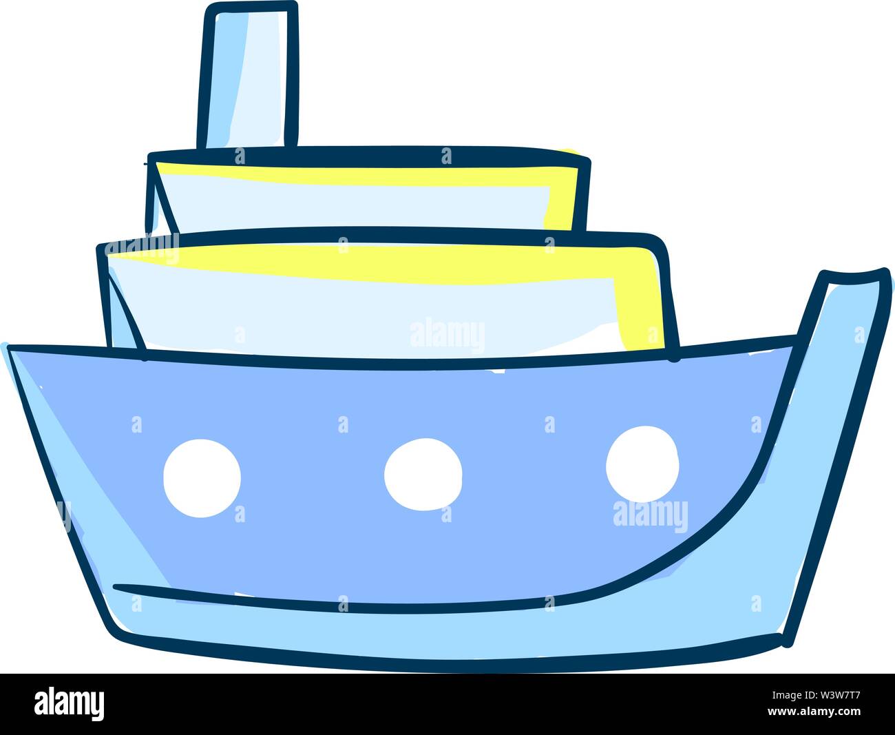 Grand bateau bleu, illustration, vecteur sur fond blanc. Illustration de Vecteur