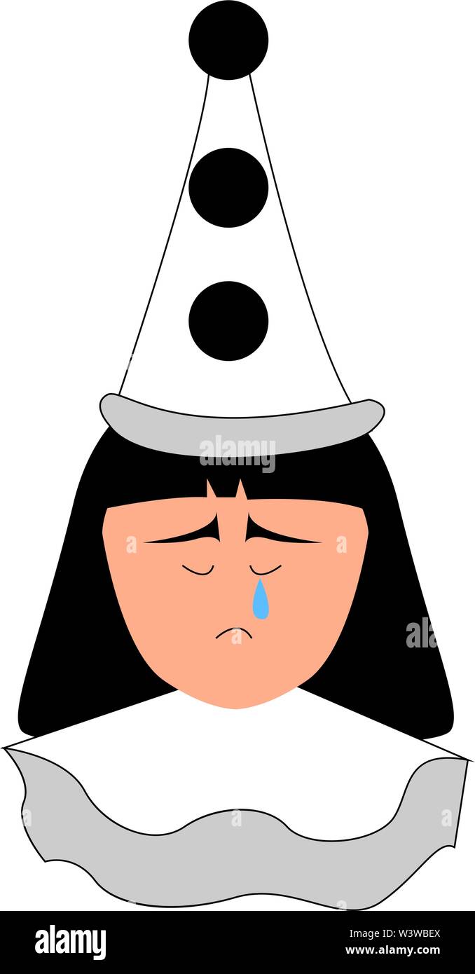 Pleurer pierrot, illustration, vecteur sur fond blanc. Illustration de Vecteur