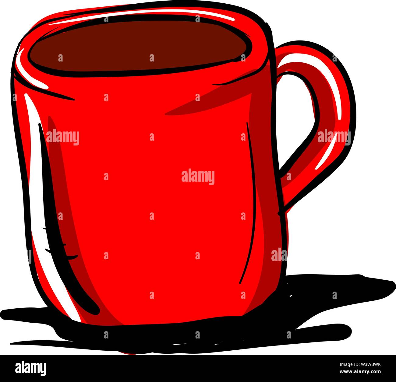 Tasse de café rouge, illustration, vecteur sur fond blanc. Illustration de Vecteur