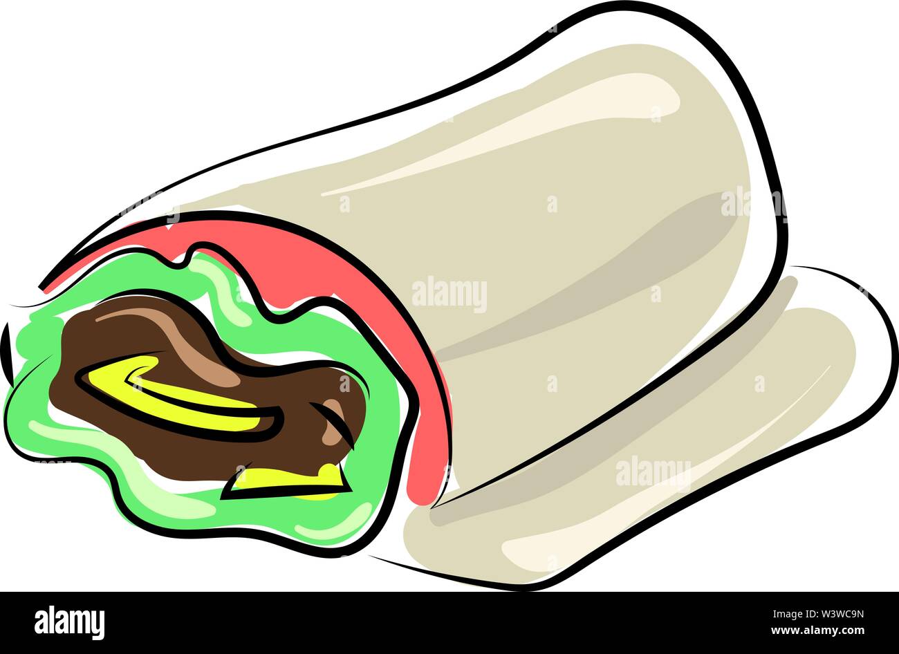 Shawarma dessin, illustration, vecteur sur fond blanc. Illustration de Vecteur