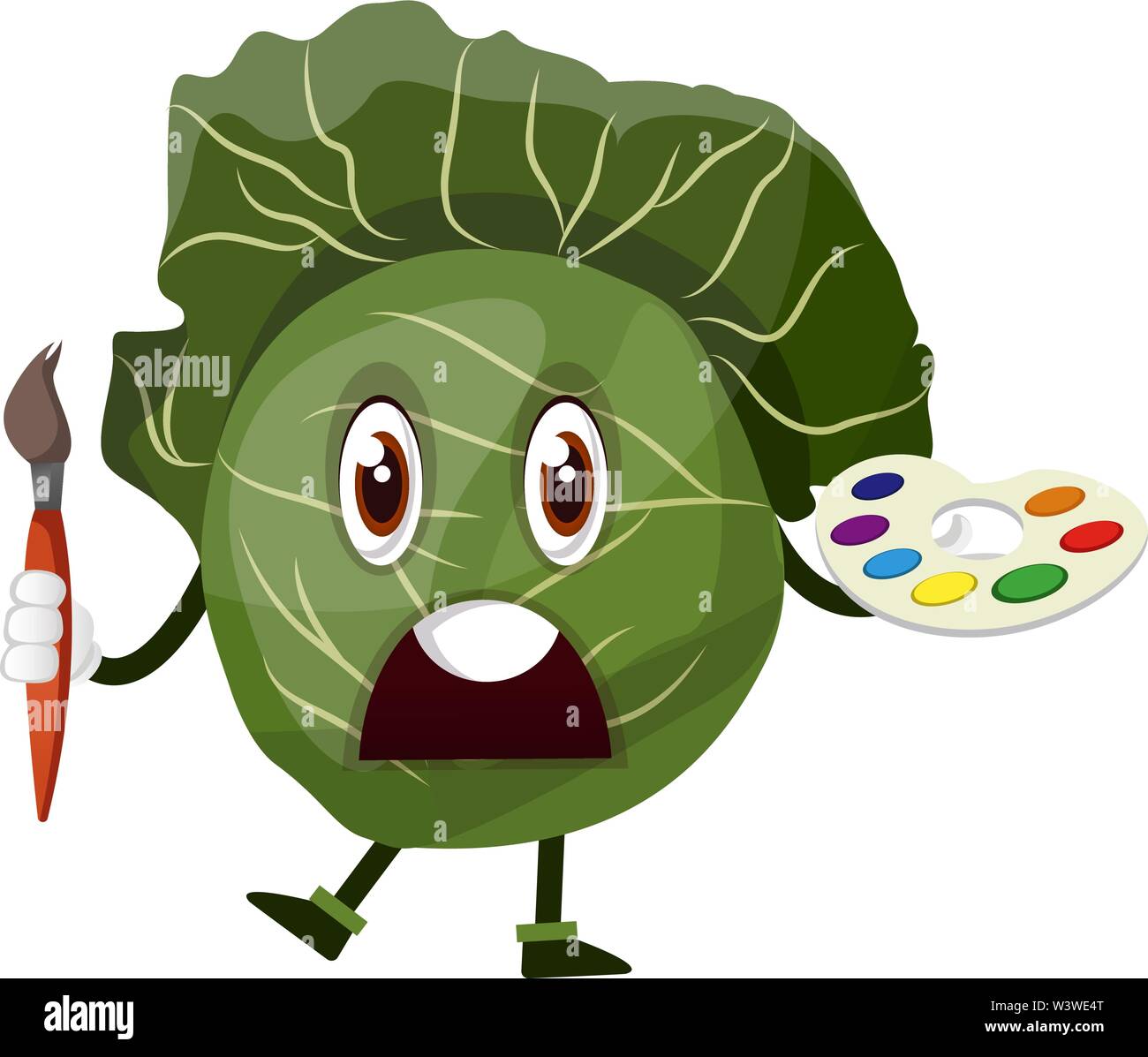 Le chou est maintenant un pinceau et de la palette de couleurs, illustration, vecteur sur fond blanc. Illustration de Vecteur