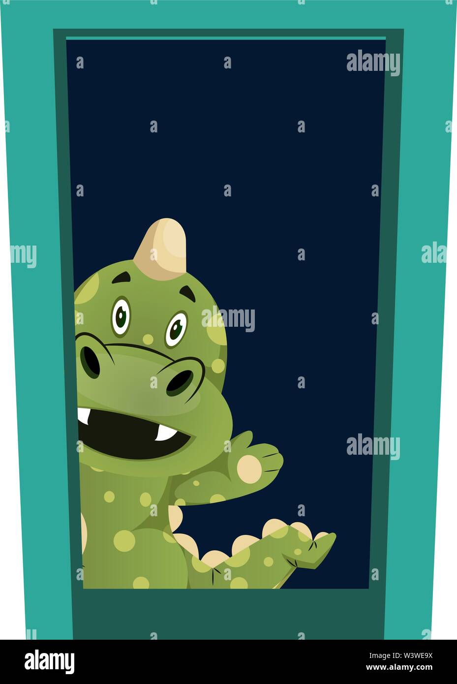 Le dragon vert est en train de dire bonjour, illustration, vecteur sur fond blanc. Illustration de Vecteur