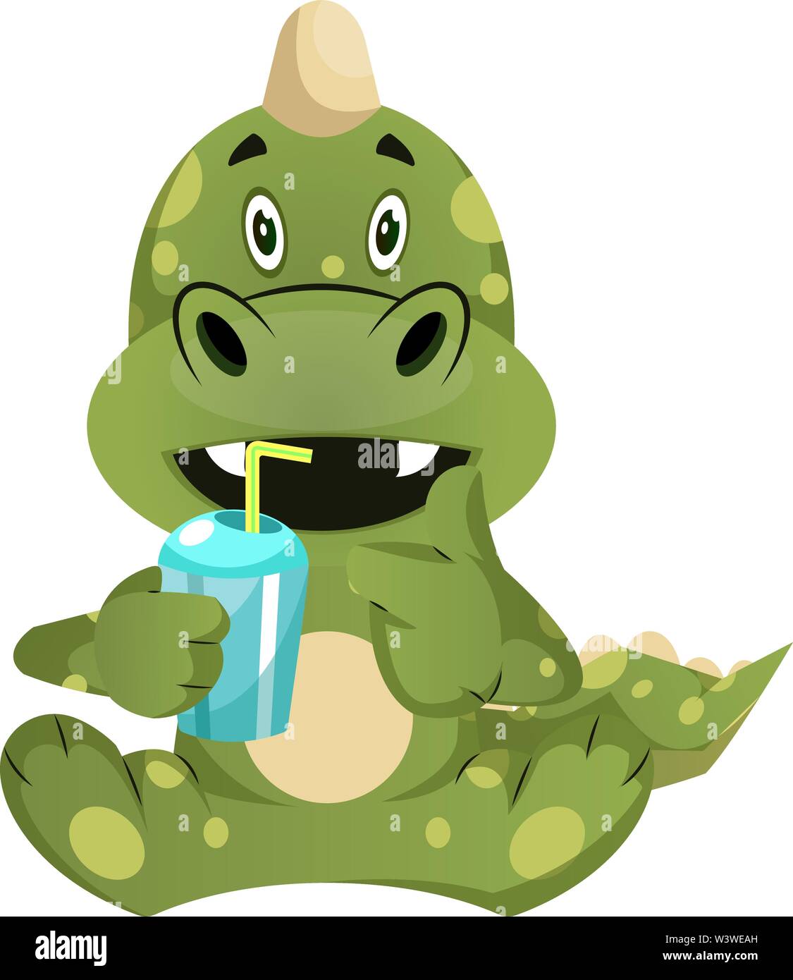 Le dragon vert est une consommation à partir de la tasse en plastique, illustration, vecteur sur fond blanc. Illustration de Vecteur