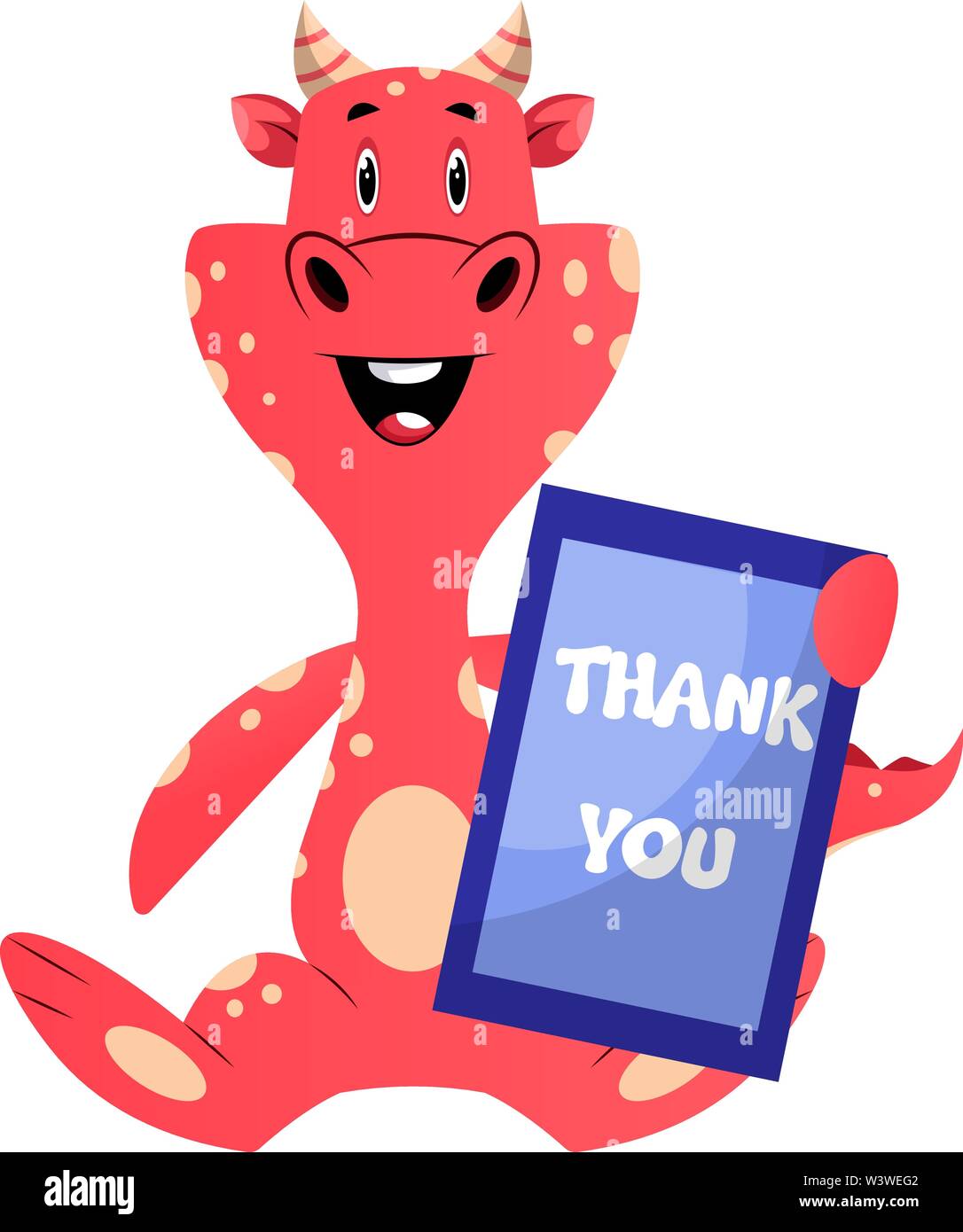 Dragon Rouge est maintenant merci sign, illustration, vecteur sur fond blanc. Illustration de Vecteur