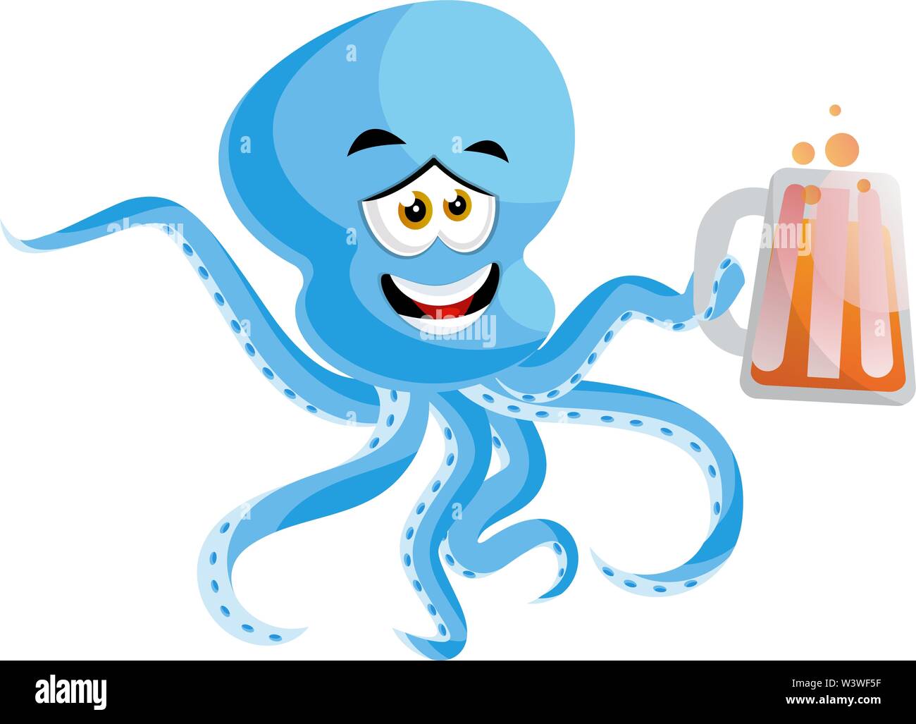 Le poulpe à la bière, illustration, vecteur sur fond blanc. Illustration de Vecteur