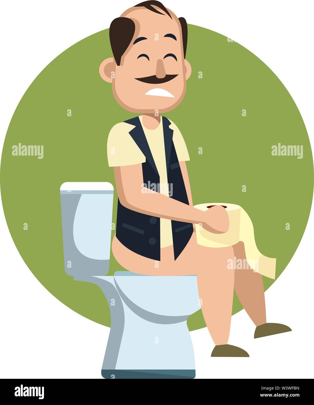 L'homme sur une toilette, illustration, vecteur sur fond blanc. Illustration de Vecteur