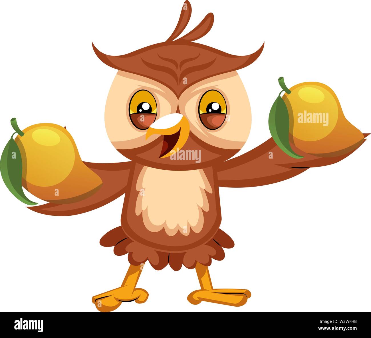 Hibou avec fruits, illustration, vecteur sur fond blanc. Illustration de Vecteur