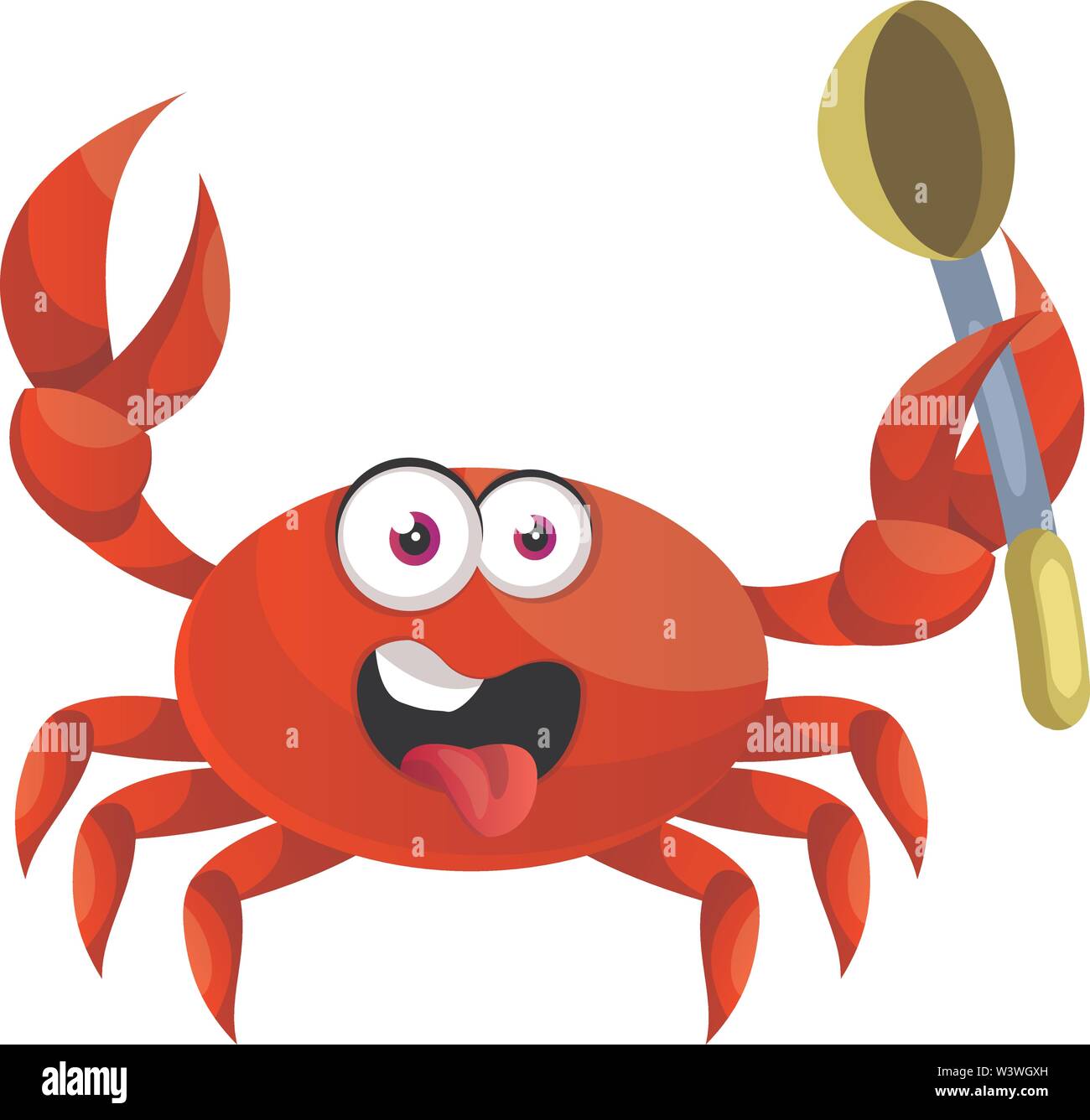 Cuillère avec du crabe, illustration, vecteur sur fond blanc. Illustration de Vecteur