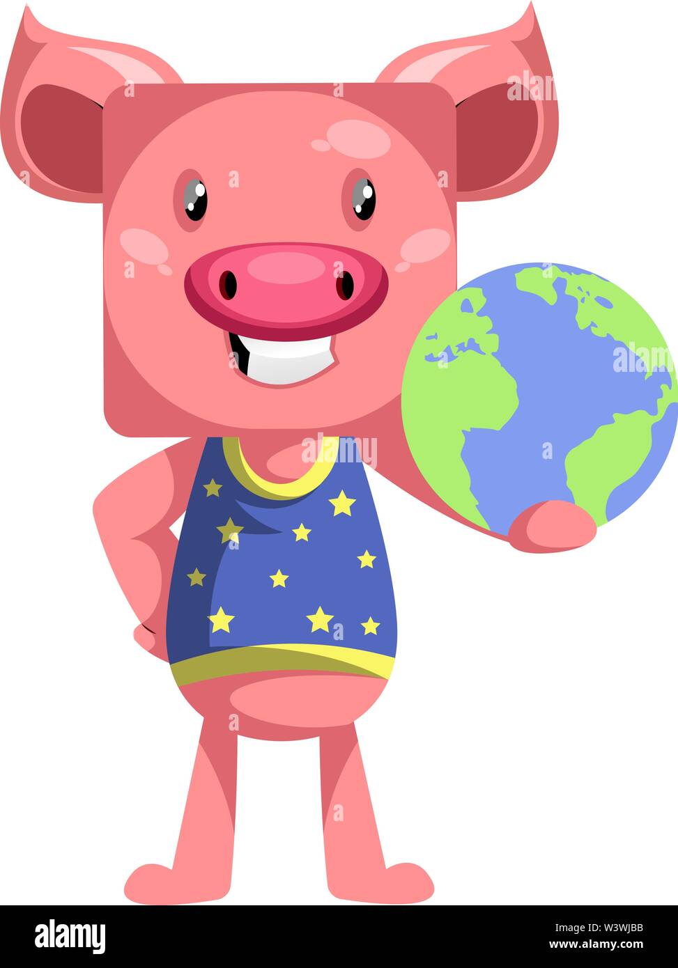 Porc avec la planète terre, illustration, vecteur sur fond blanc. Illustration de Vecteur