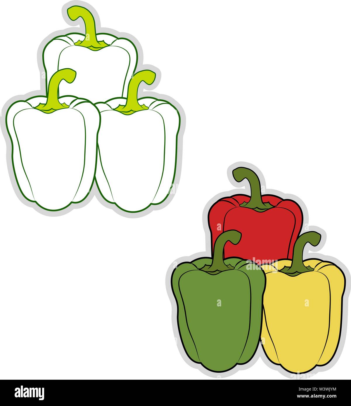 Capsicum frais, illustration, vecteur sur fond blanc. Illustration de Vecteur