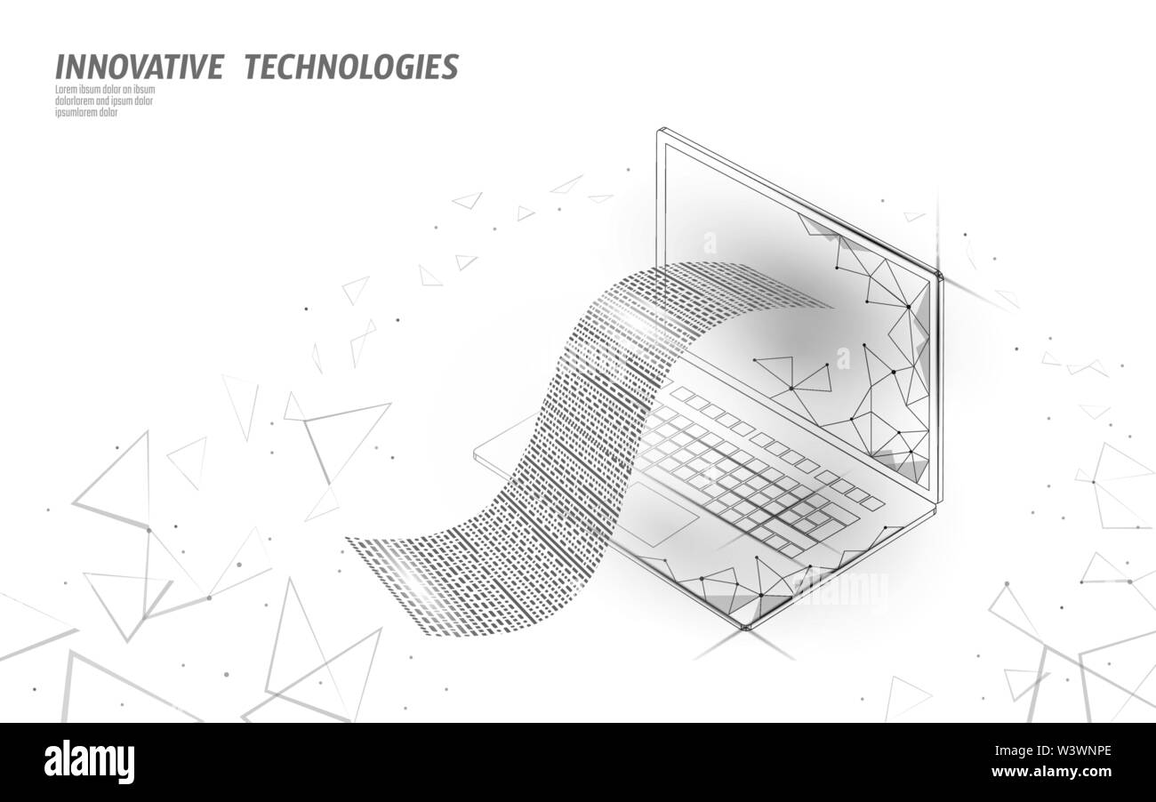 Le projet de loi numérique 3D web voyage concept. Point polygonal en ligne Paiement en ligne de billets d'ordinateur portable. La technologie électronique bannière budget financier Illustration de Vecteur