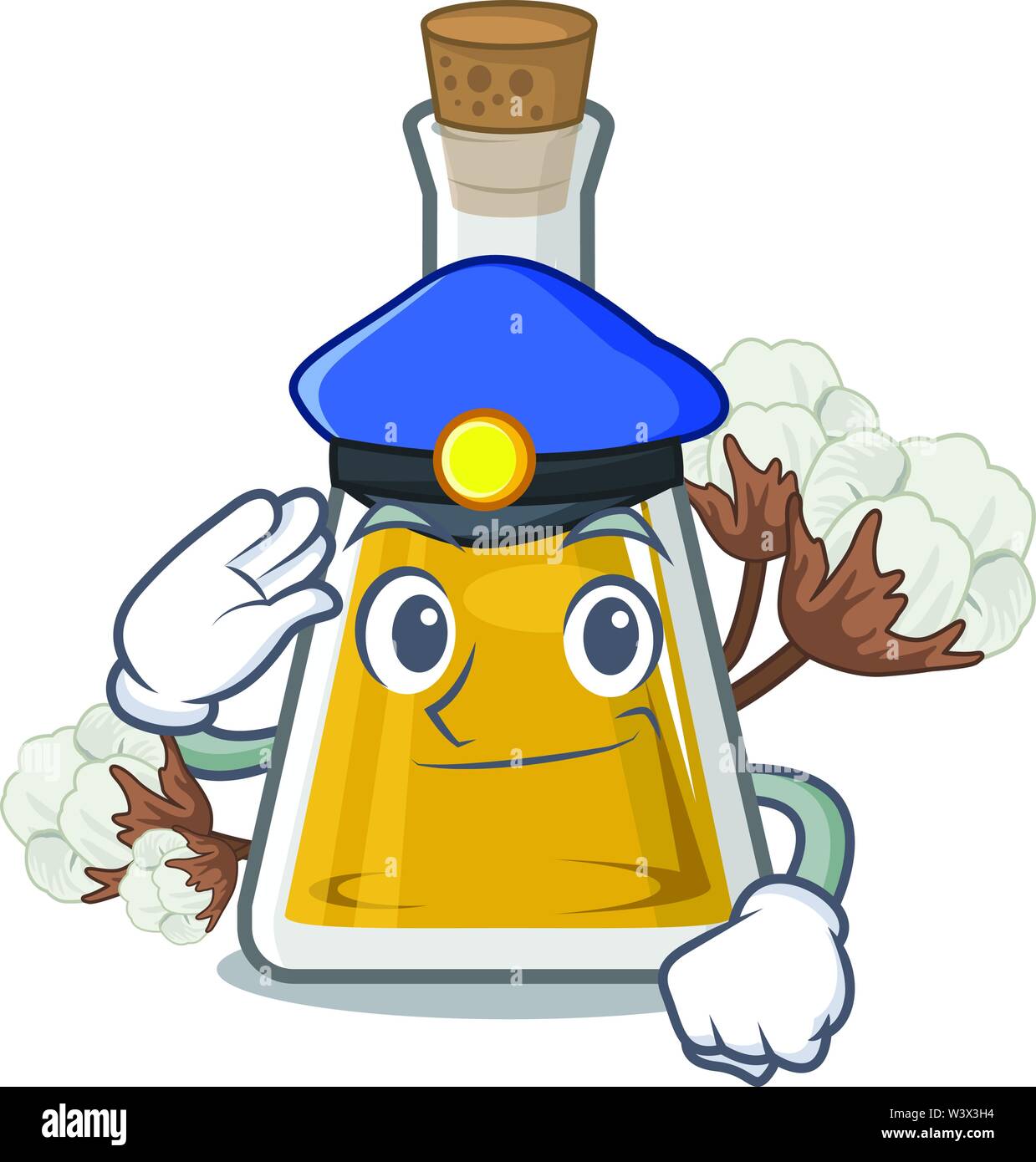 L'huile de graine de la police dans une bouteille mascotte vector illustration Illustration de Vecteur