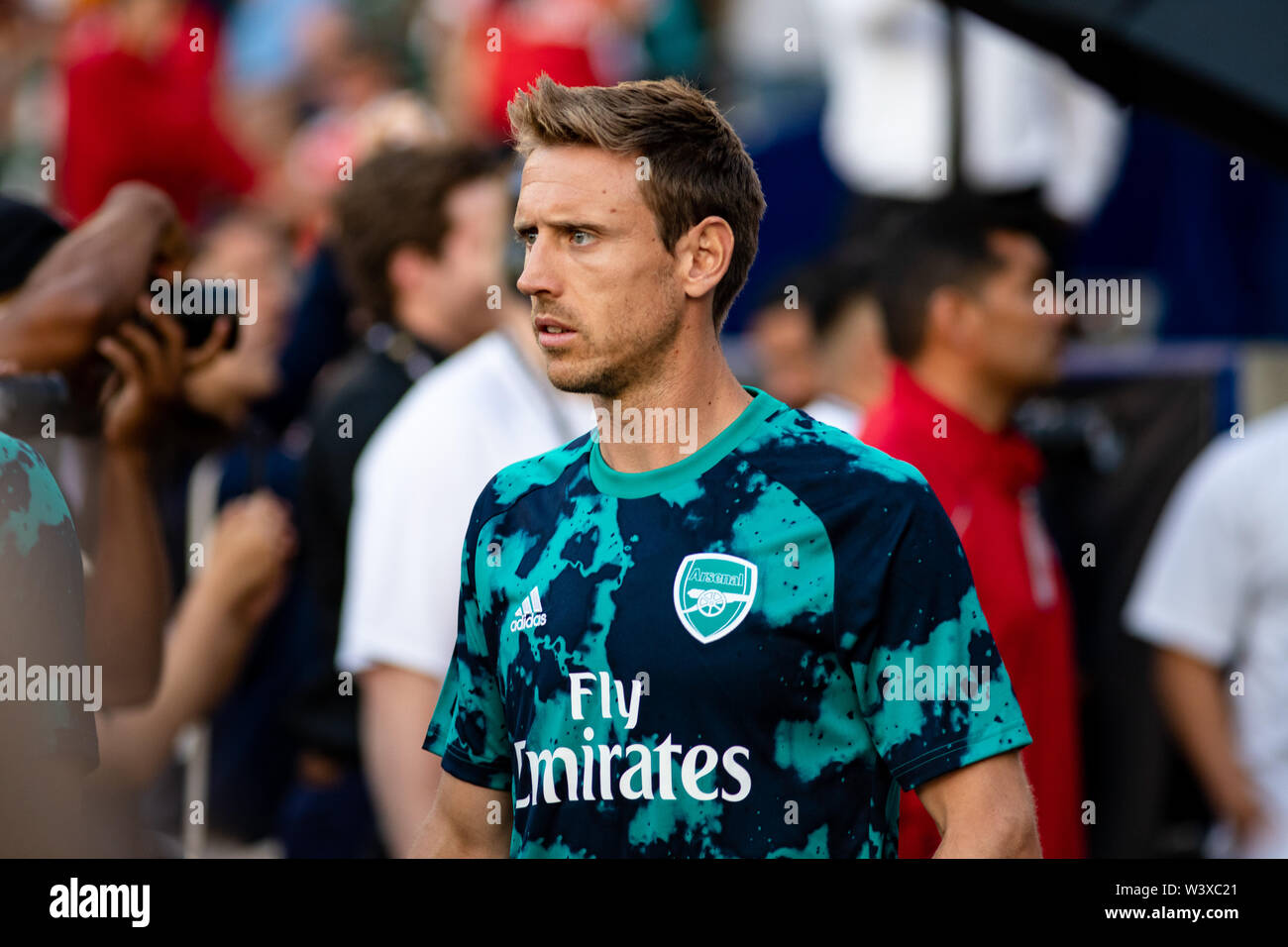 Los Angeles, USA. 17 juillet, 2019. Nacho Monreal (18) Le nouveau Arsenal Sport kit chaud contre le Bayern de Munich dans la Coupe des Champions internationaux. Crédit : Ben Nichols/Alamy Live News Banque D'Images