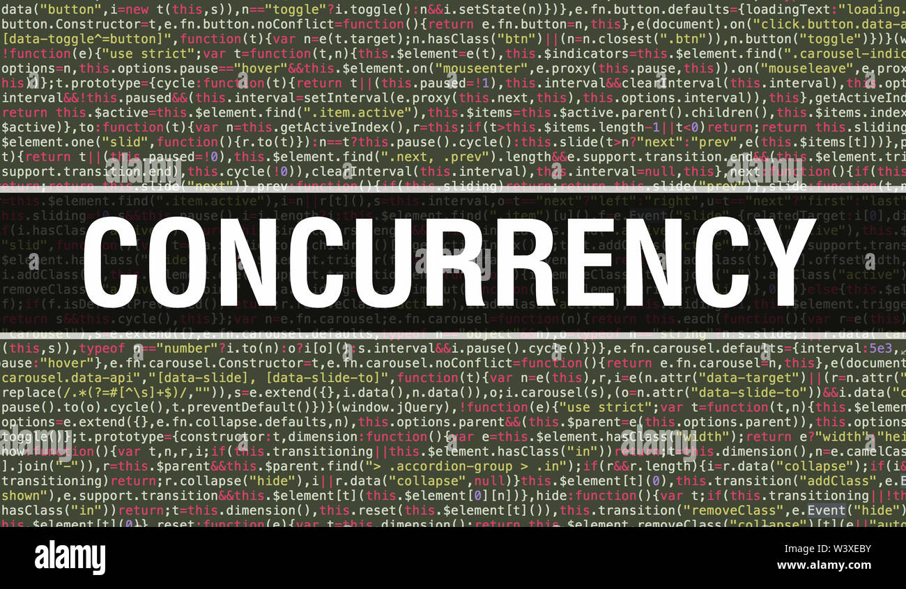 Concurrency texte écrit sur les codes de programmation résumé technologie historique de concepteur de logiciel et l'ordinateur d'un script. Concept de simultanéité de code sur Banque D'Images