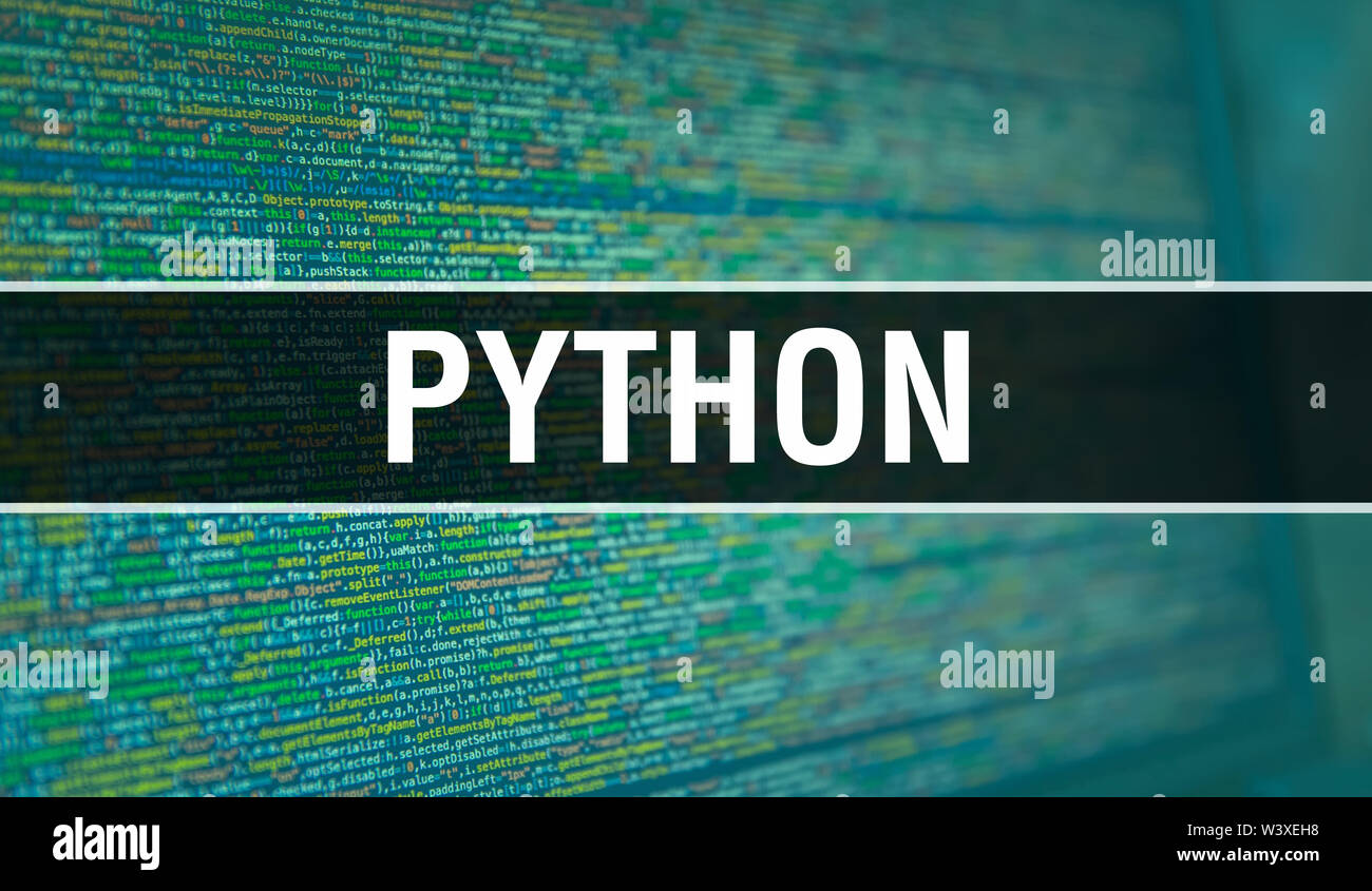 Code binaire python avec la technologie numérique. Résumé fond avec le code du programme et Python. La technologie de codage et de programmation de l'arrière-plan. Banque D'Images
