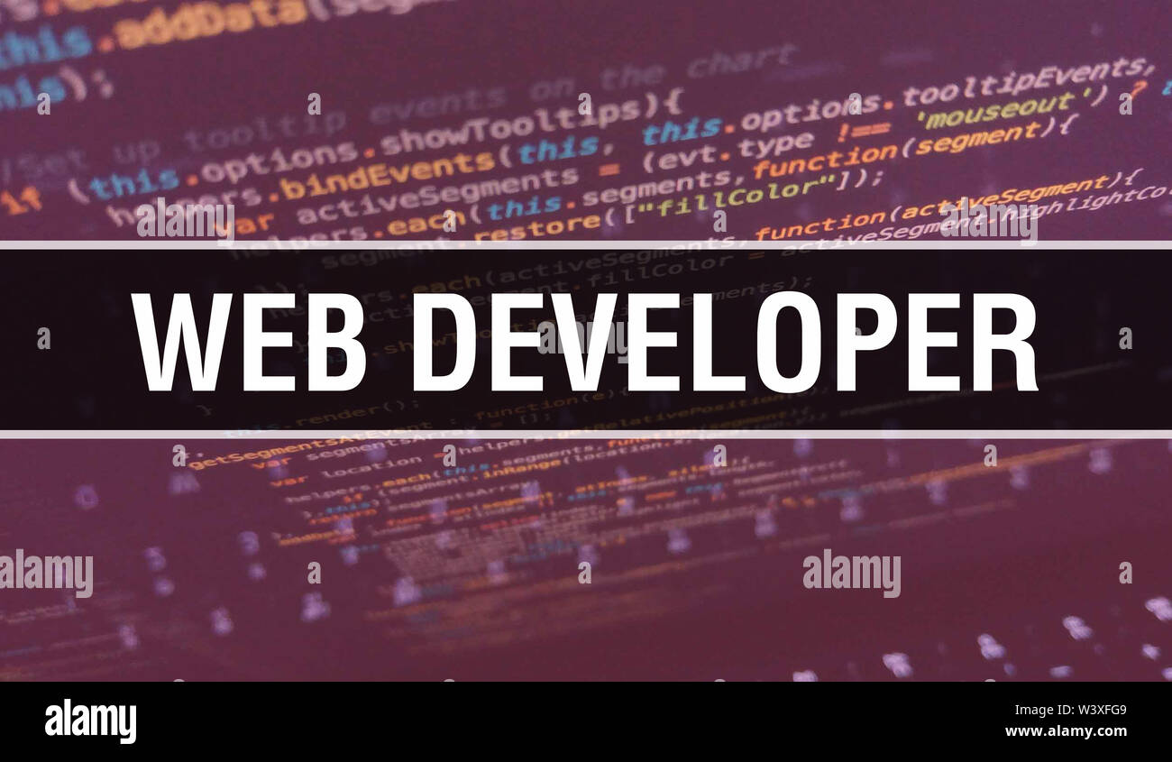 Développeur web avec Java numérique code texte. développeur web et logiciel informatique concept vecteur de codage. Codage de programmation java script, programme numérique Banque D'Images