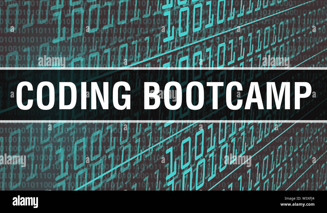 BOOTCAMP CODAGE concept illustration à l'aide du code de l'élaboration des programmes et de l'app. BOOTCAMP CODAGE code site web avec des balises dans la vue du navigateur sur d Banque D'Images