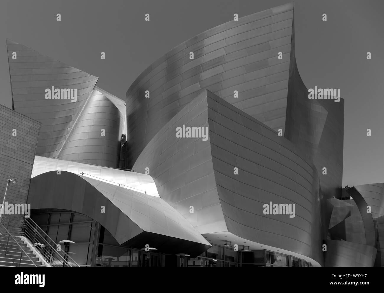 Walt Disney Concert Hall en noir et blanc Banque D'Images