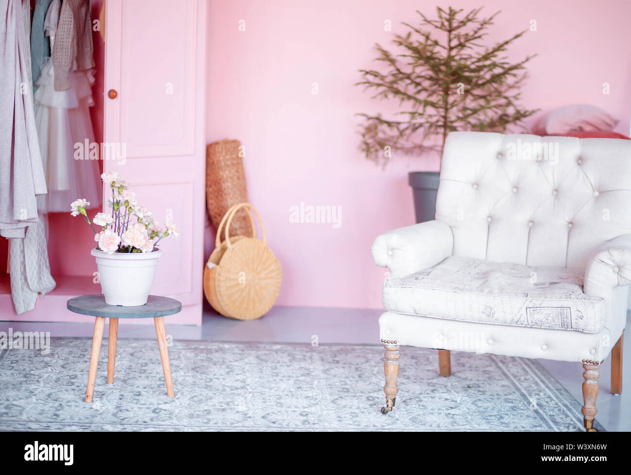 Décoration de la chambre de rose et de style nouvelle année Banque D'Images