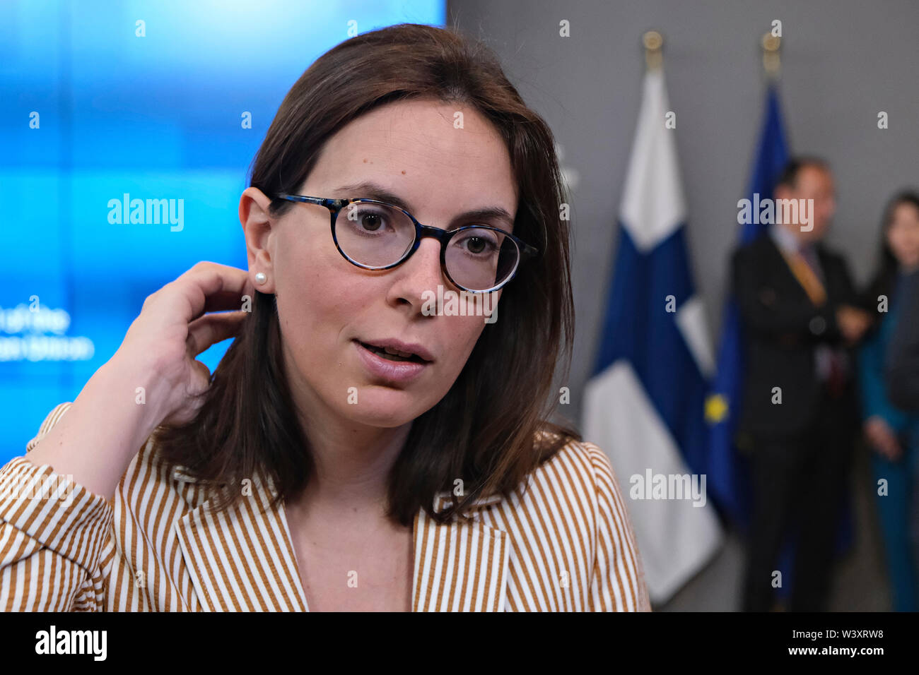 Bruxelles, Belgique. 18 juillet 2019. Amélie de Montchalin, Frances Secrétaire d'État aux affaires européennes de l'Union européenne assiste à un Conseil "Affaires générales". Credit : ALEXANDROS MICHAILIDIS/Alamy Live News Crédit : ALEXANDROS MICHAILIDIS/Alamy Live News Banque D'Images