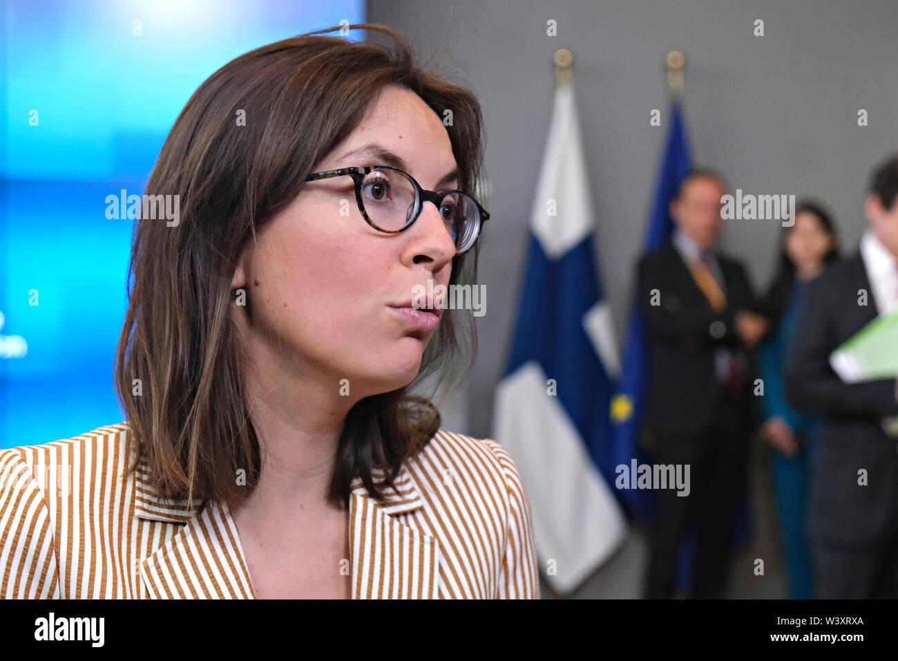 Bruxelles, Belgique. 18 juillet 2019. Amélie de Montchalin, Frances Secrétaire d'État aux affaires européennes de l'Union européenne assiste à un Conseil "Affaires générales". Credit : ALEXANDROS MICHAILIDIS/Alamy Live News Crédit : ALEXANDROS MICHAILIDIS/Alamy Live News Banque D'Images