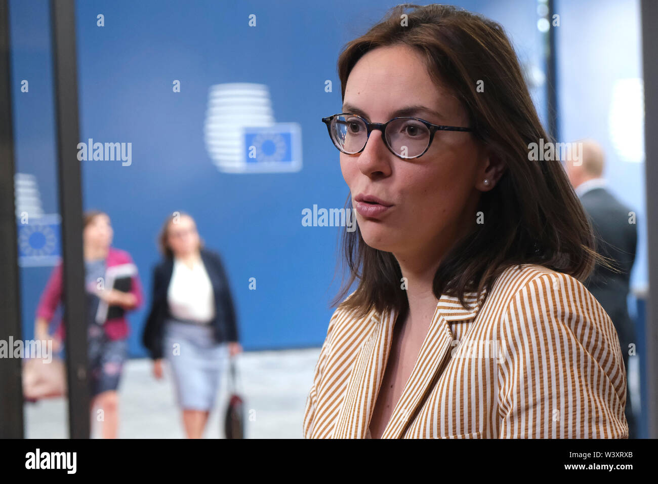 Bruxelles, Belgique. 18 juillet 2019. Amélie de Montchalin, Frances Secrétaire d'État aux affaires européennes de l'Union européenne assiste à un Conseil "Affaires générales". Credit : ALEXANDROS MICHAILIDIS/Alamy Live News Crédit : ALEXANDROS MICHAILIDIS/Alamy Live News Banque D'Images