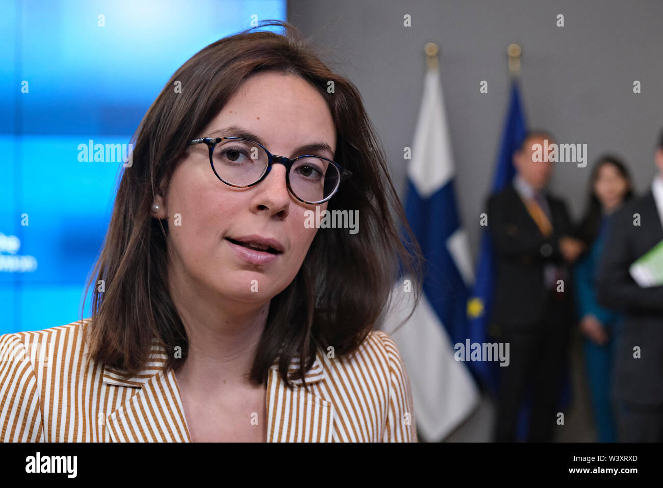 Bruxelles, Belgique. 18 juillet 2019. Amélie de Montchalin, Frances Secrétaire d'État aux affaires européennes de l'Union européenne assiste à un Conseil "Affaires générales". Credit : ALEXANDROS MICHAILIDIS/Alamy Live News Crédit : ALEXANDROS MICHAILIDIS/Alamy Live News Banque D'Images