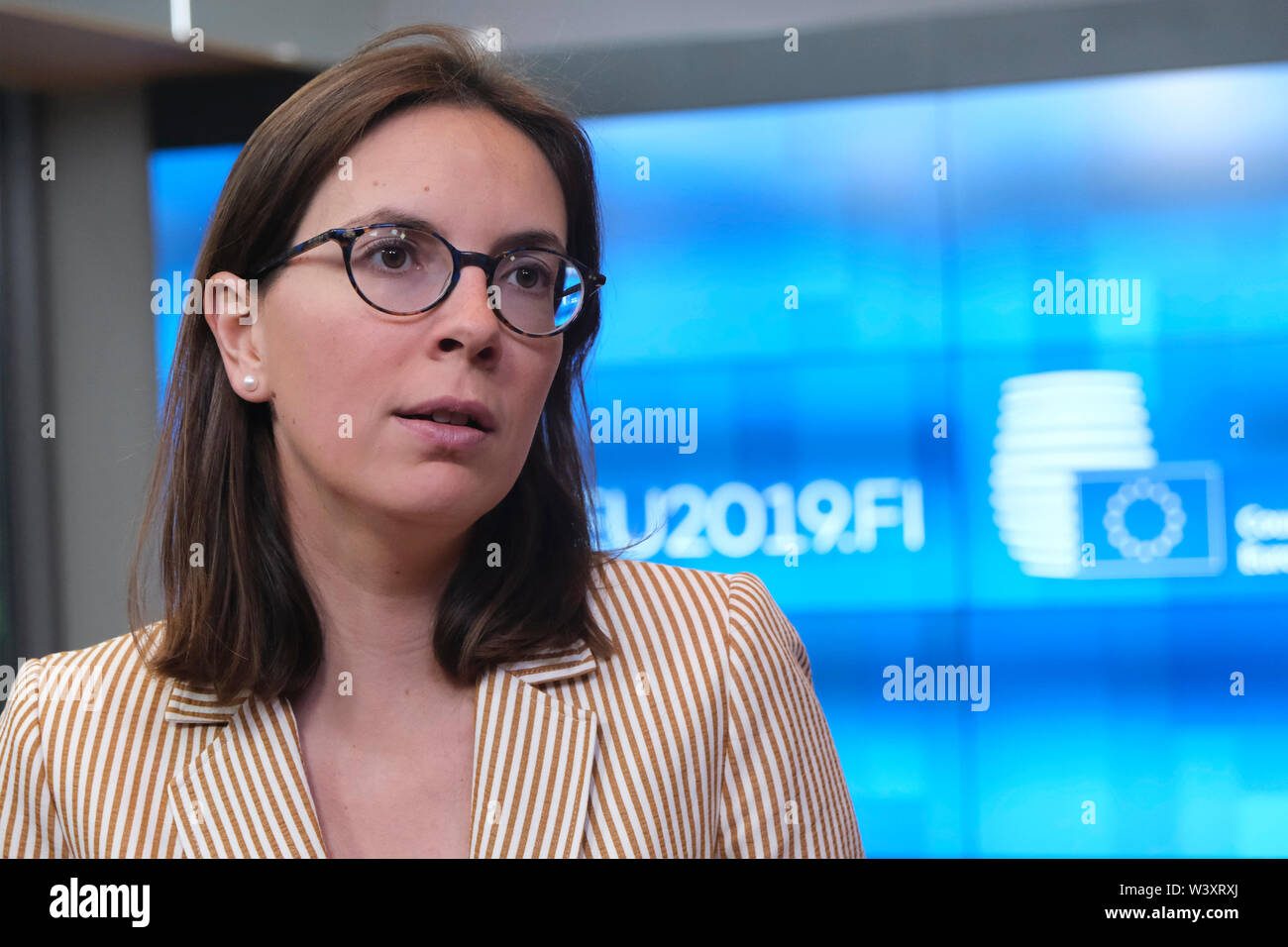 Bruxelles, Belgique. 18 juillet 2019. Amélie de Montchalin, Frances Secrétaire d'État aux affaires européennes de l'Union européenne assiste à un Conseil "Affaires générales". Credit : ALEXANDROS MICHAILIDIS/Alamy Live News Crédit : ALEXANDROS MICHAILIDIS/Alamy Live News Banque D'Images