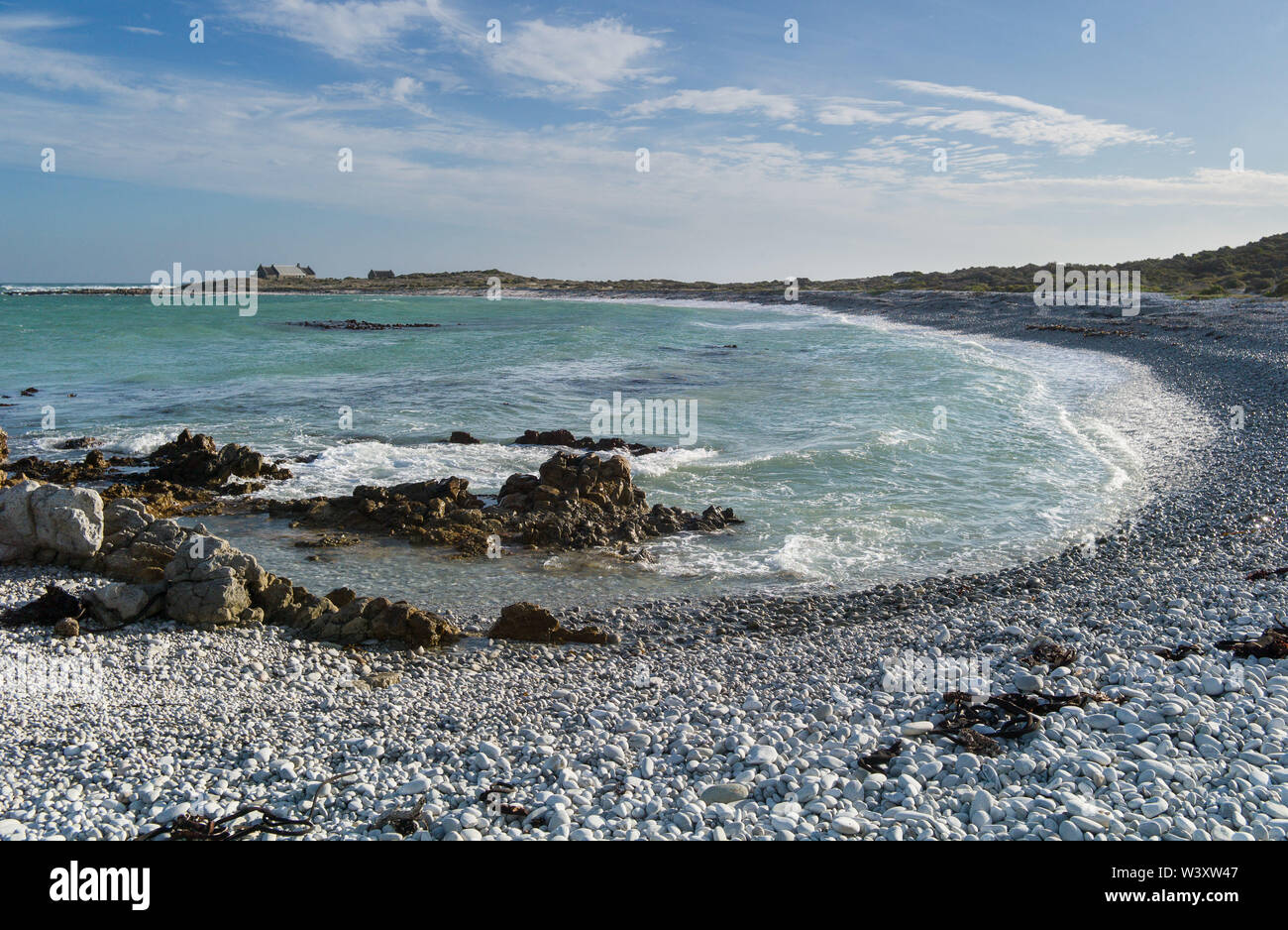 Cap des aiguilles est le point le plus au sud de l'Afrique où les océans Indien et Atlantique rencontrez, Parc National d'Agulhas, Cape Agulhas, Afrique du Sud Banque D'Images