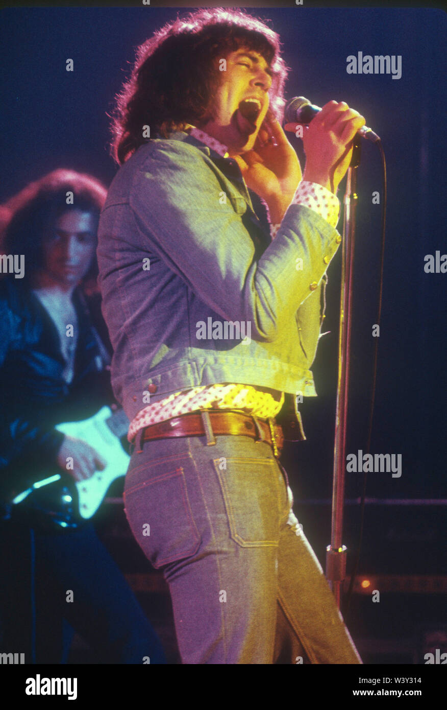 Groupe de rock britannique DEEP PURPLE avec Ian Gillan de Deep Purple à Long Beach Arena le 15 avril 1973 à Long Beach, en Californie. Photo : Jeffrey Mayer Banque D'Images