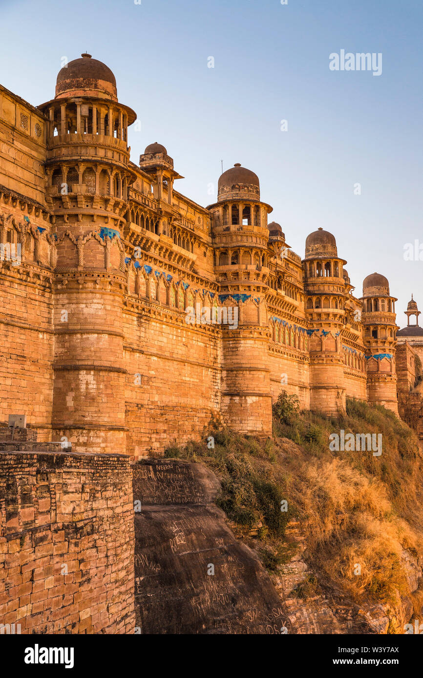 L'Inde, le Madhya Pradesh, fort de Gwalior Gwalior,, Man Singh Palace Banque D'Images