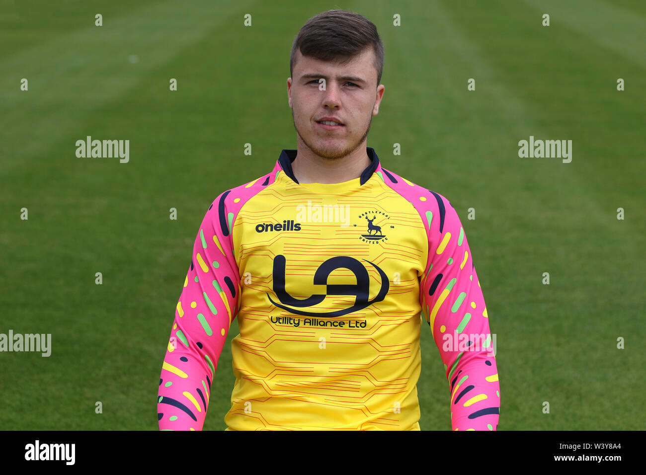 HARTLEPOOL, Angleterre 13 juillet Ryan Catterick de Hartlepool United au cours de la séance photo du club au parc Victoria, Hartlepool le samedi 13 juillet 2019 (Photo : Mark Fletcher | MI News) Banque D'Images