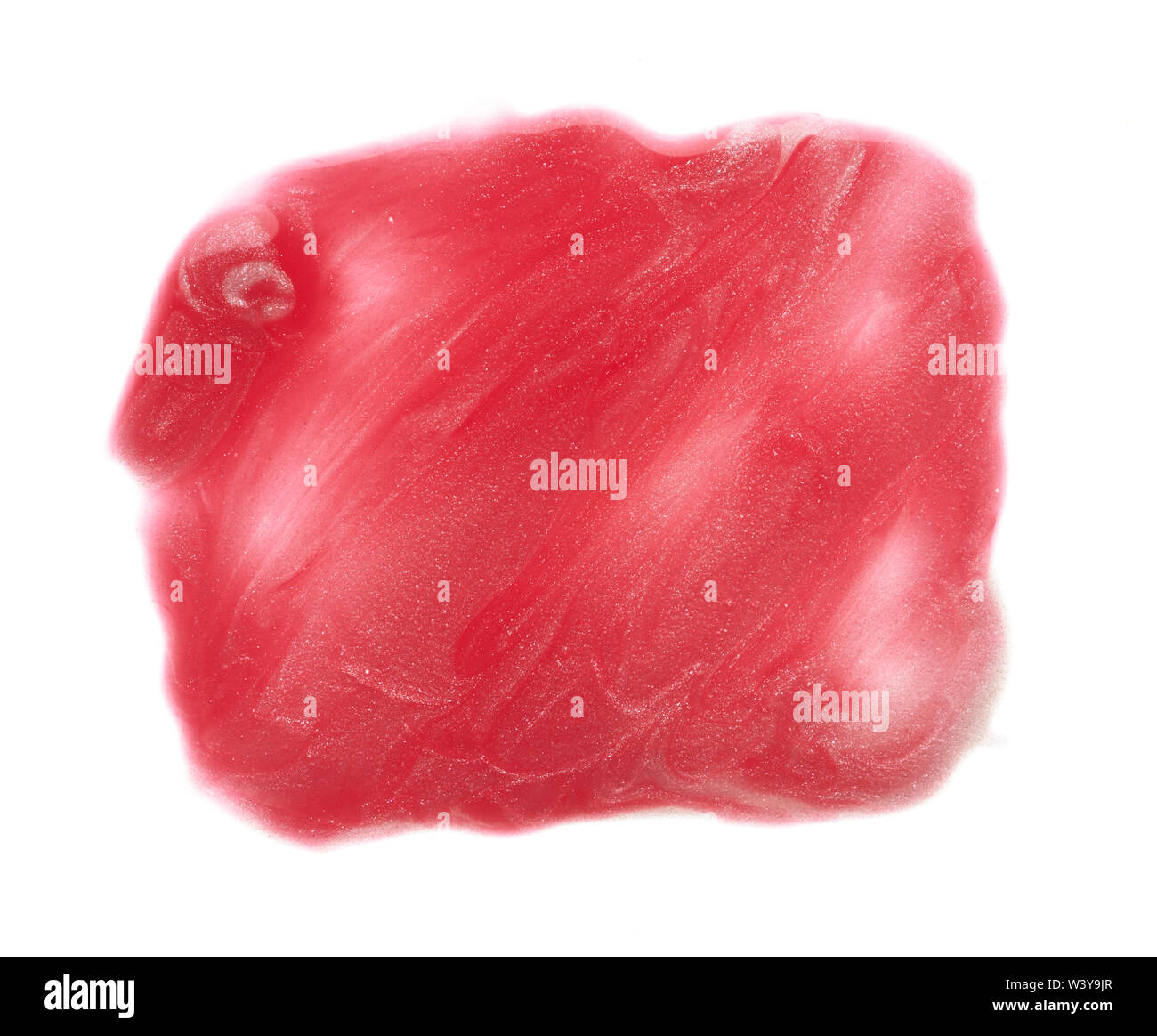 Traits rose doucement et la texture de la peinture acrylique ou brillant à lèvres isolé sur fond blanc Banque D'Images