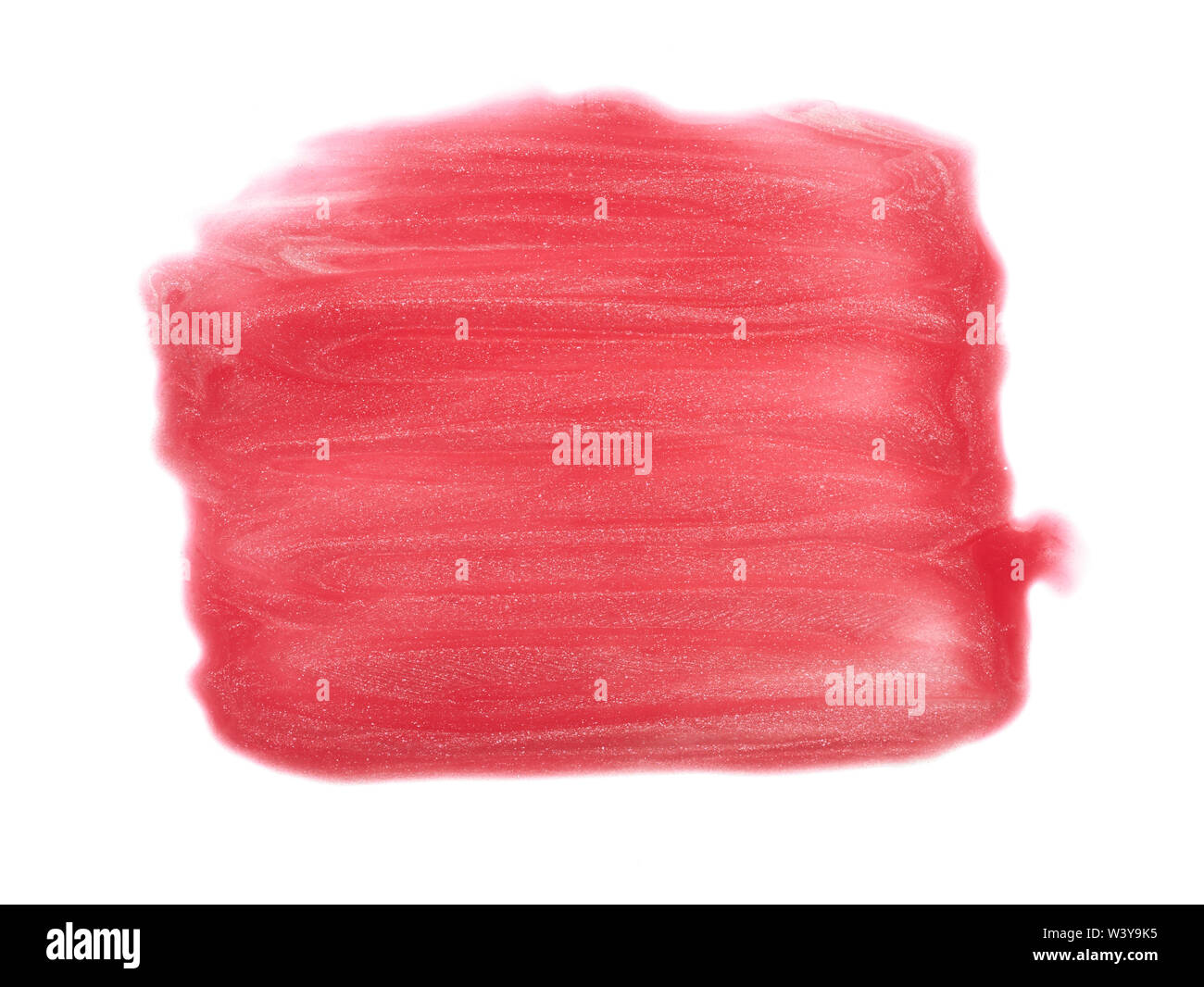 Traits rose doucement et la texture de la peinture acrylique ou brillant à lèvres isolé sur fond blanc Banque D'Images