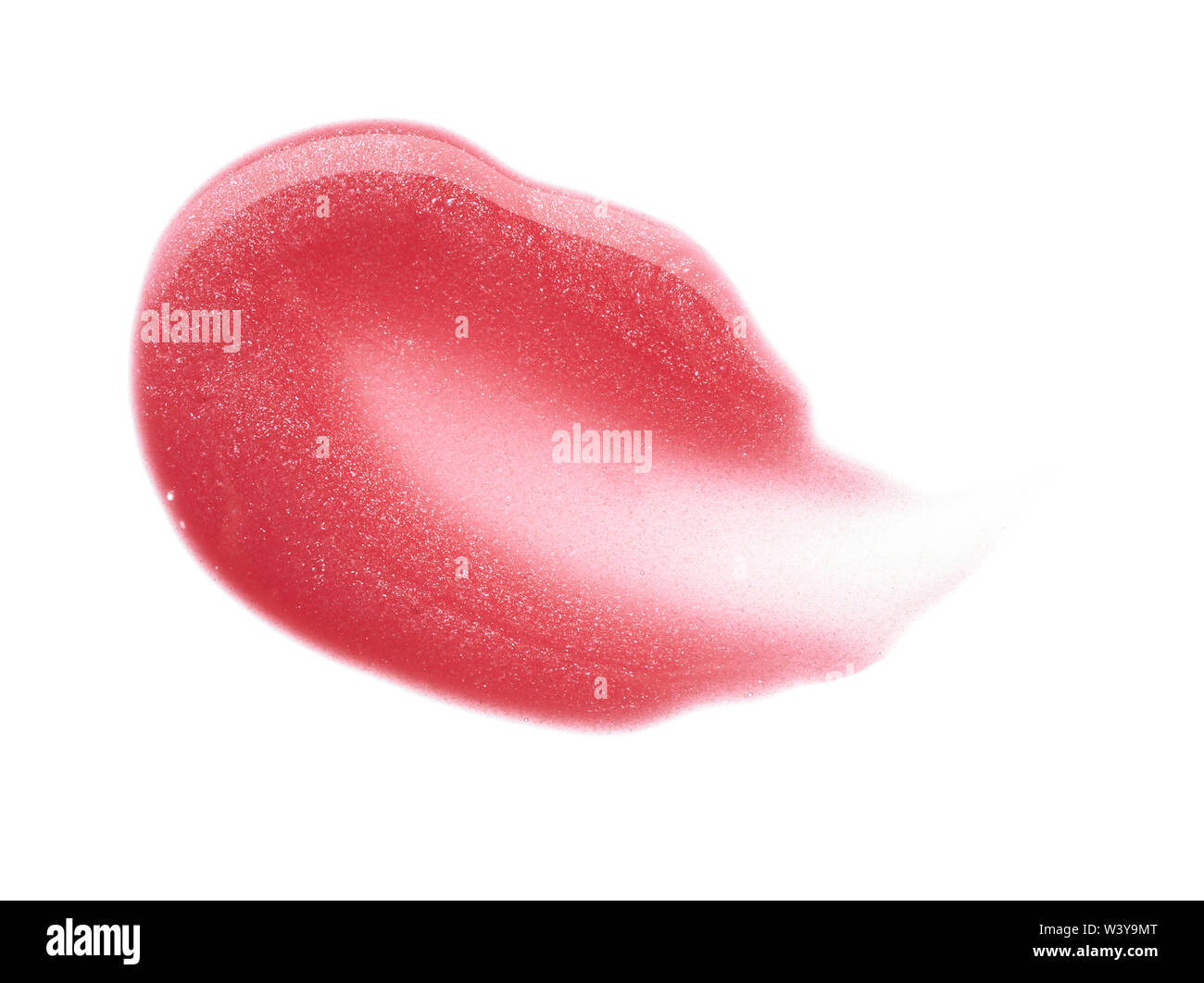 Traits rose doucement et la texture de la peinture acrylique ou brillant à lèvres isolé sur fond blanc Banque D'Images