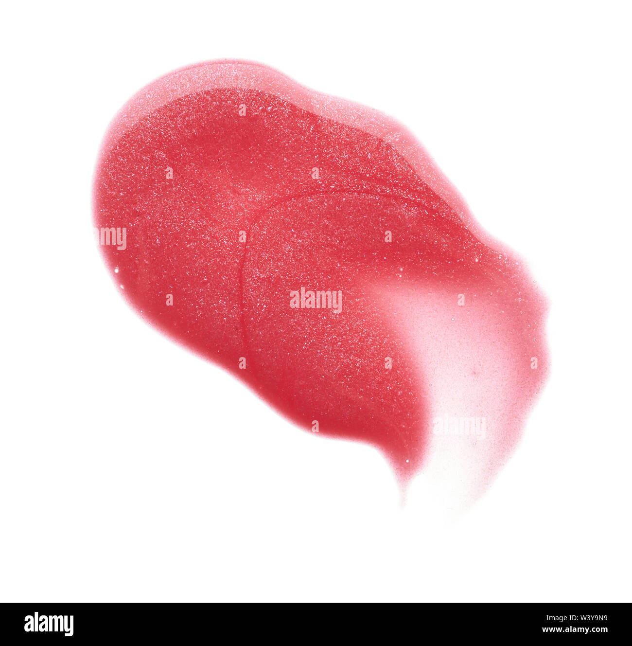 Traits rose doucement et la texture de la peinture acrylique ou brillant à lèvres isolé sur fond blanc Banque D'Images