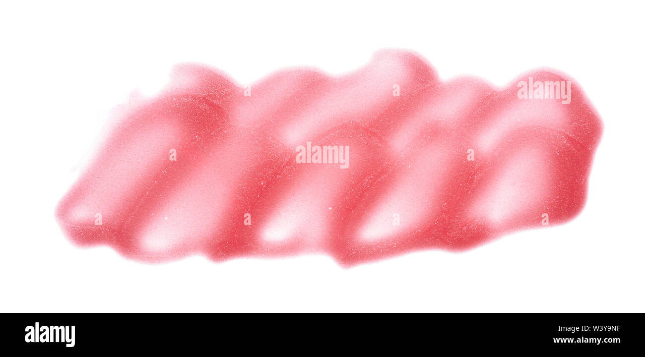 Traits rose doucement et la texture de la peinture acrylique ou brillant à lèvres isolé sur fond blanc Banque D'Images