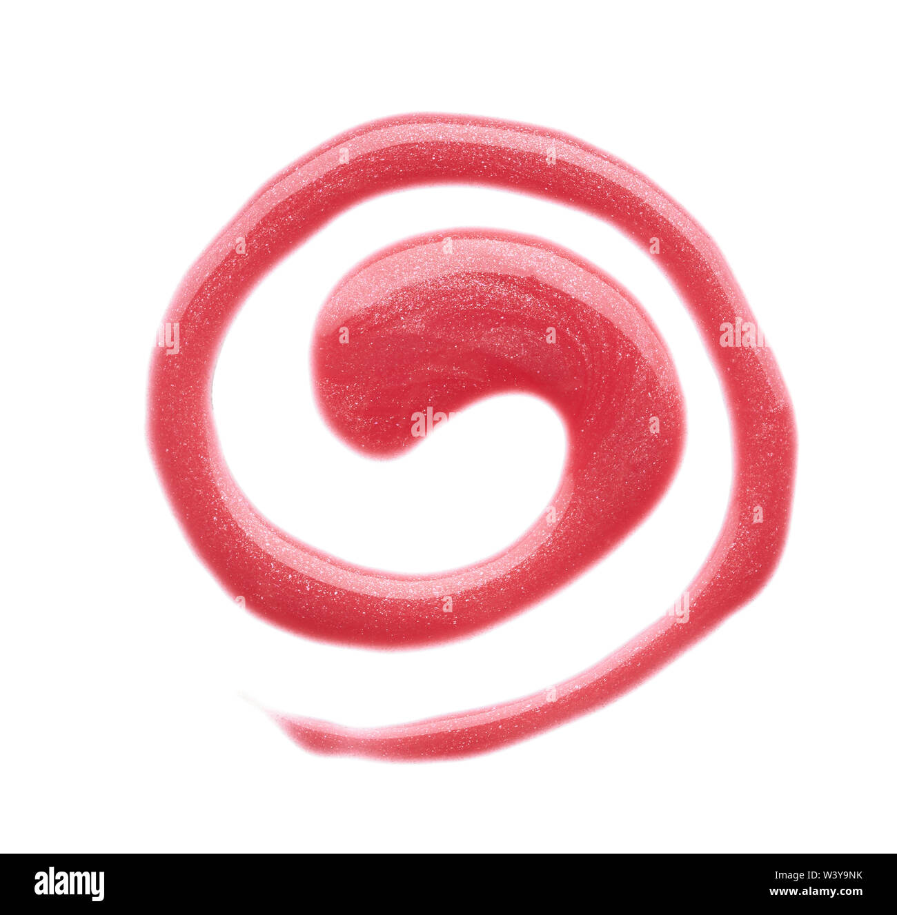 Traits rose doucement et la texture de la peinture acrylique ou brillant à lèvres isolé sur fond blanc Banque D'Images