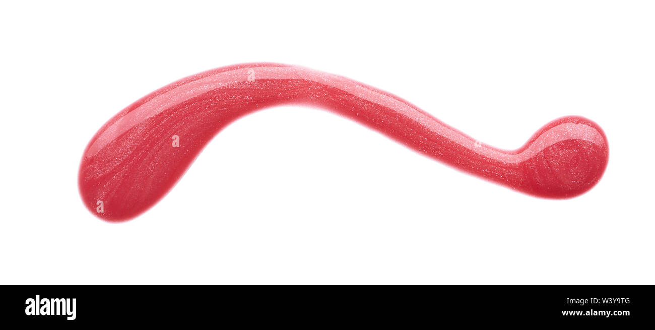 Traits rose doucement et la texture de la peinture acrylique ou brillant à lèvres isolé sur fond blanc Banque D'Images