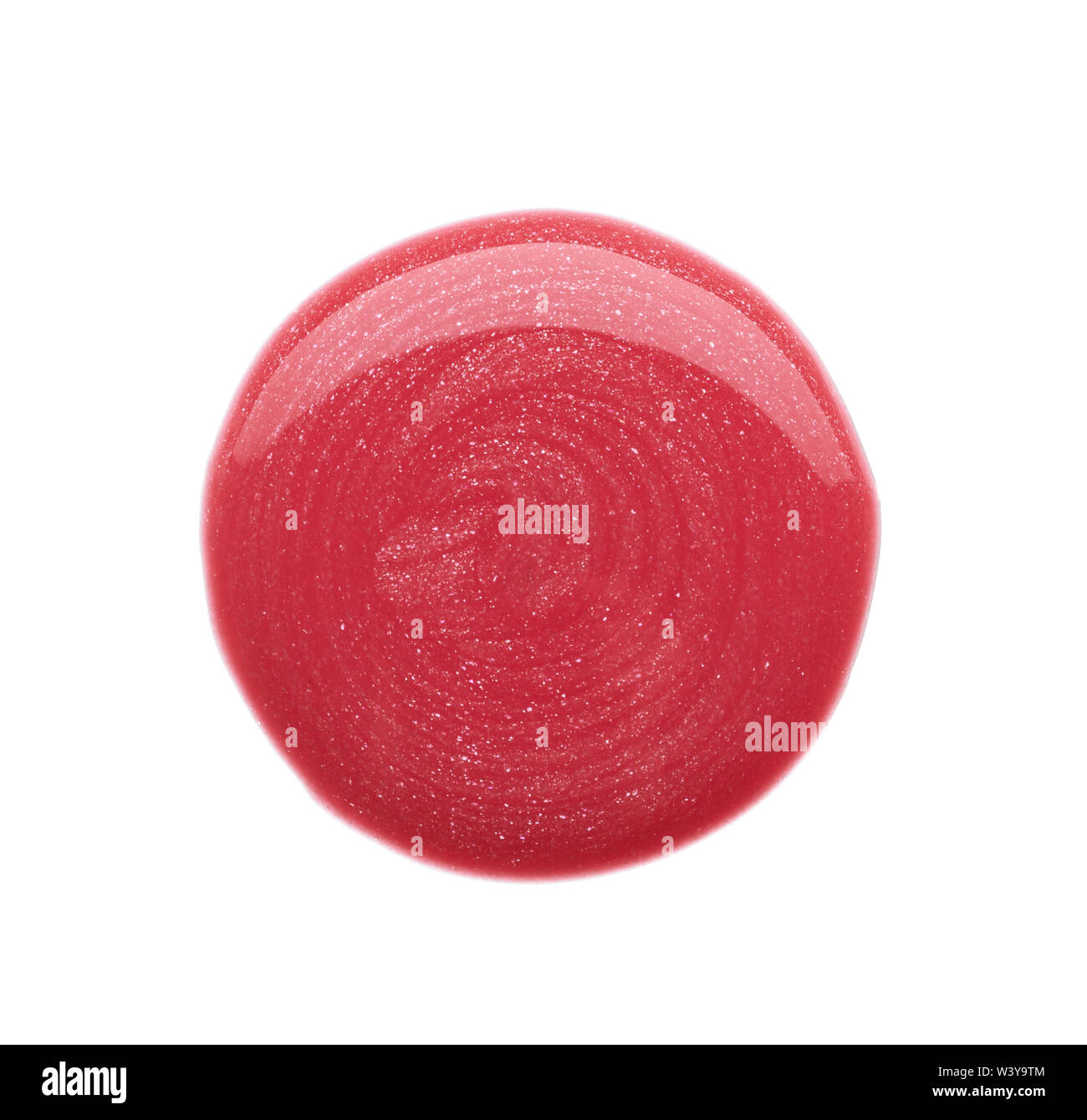 Traits rose doucement et la texture de la peinture acrylique ou brillant à lèvres isolé sur fond blanc Banque D'Images